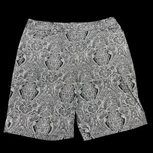 Talbots Women’s Black White 14 Heritage Mid Rise Paisley Shorts 10” Inseam EUC